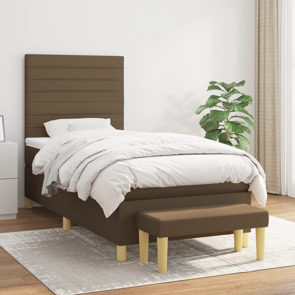 Giroletto a Molle con Materasso Marrone Scuro 80x200 cm Tessuto | homemem39