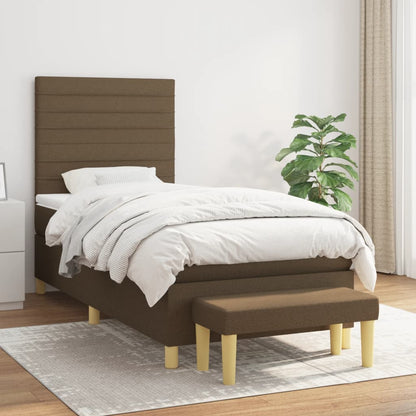 Giroletto a Molle con Materasso Marrone Scuro 90x200 cm Tessuto | homemem39