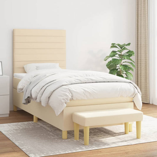 Giroletto a Molle con Materasso Crema 90x200 cm inTessuto | homemem39