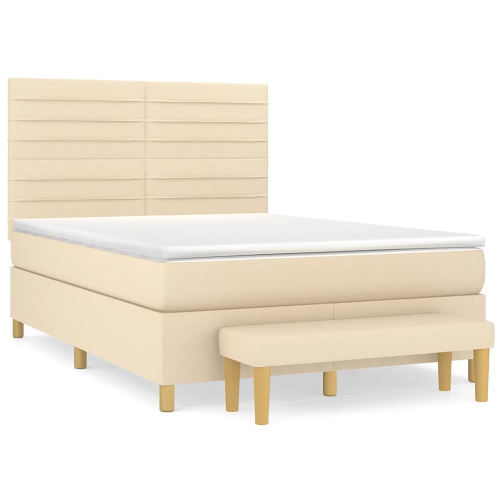 Giroletto a Molle con Materasso Crema 140x19 cm in Tessuto | homemem39