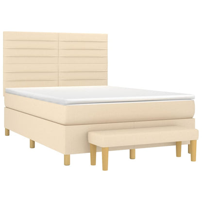 Giroletto a Molle con Materasso Crema 140x19 cm in Tessuto | homemem39