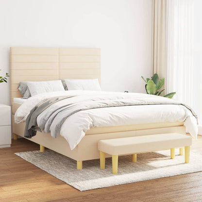 Giroletto a Molle con Materasso Crema 140x19 cm in Tessuto | homemem39
