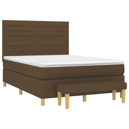 Giroletto a Molle con Materasso Marrone Scuro 140x200cm Tessuto | homemem39