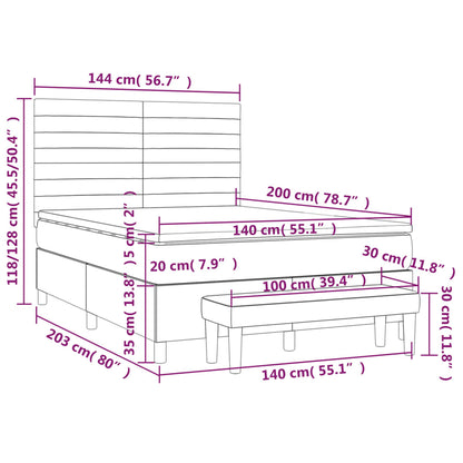 Giroletto a Molle con Materasso Marrone Scuro 140x200cm Tessuto | homemem39