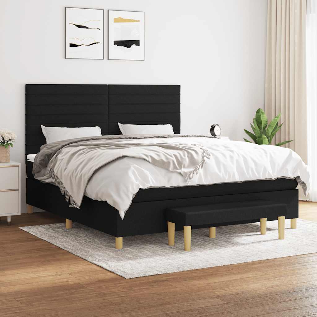 Giroletto a Molle con Materasso Nero 160x200 cm in Tessuto | homemem39