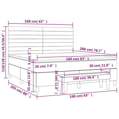 Giroletto a Molle con Materasso Marrone Scuro 160x200cm Tessuto | homemem39