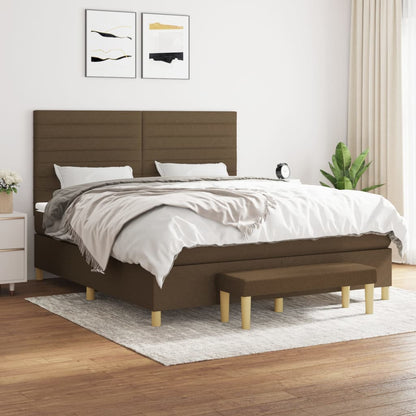 Giroletto a Molle con Materasso Marrone Scuro 160x200cm Tessuto | homemem39