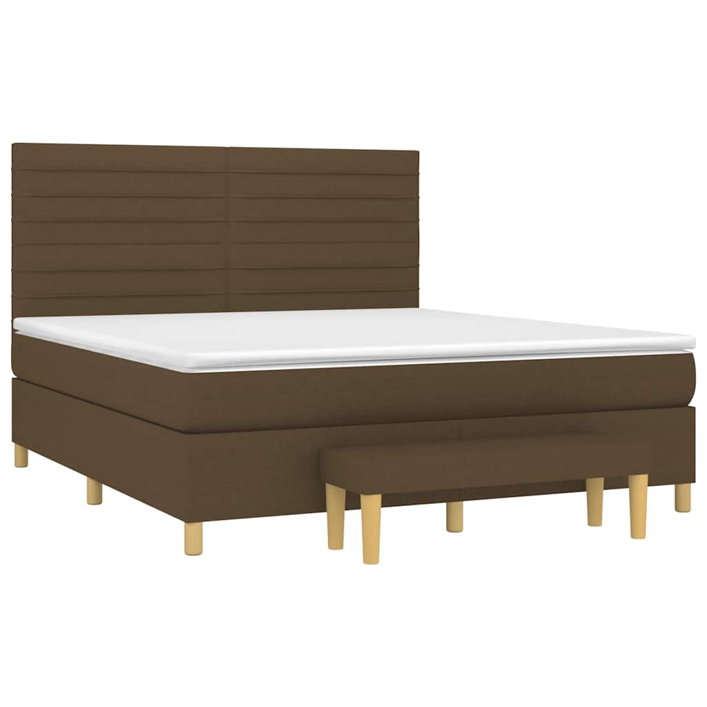 Giroletto a Molle con Materasso Marrone Scuro 180x200cm Tessuto | homemem39