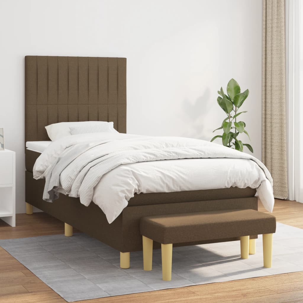 Giroletto a Molle con Materasso Marrone Scuro 80x200 cm Tessuto | homemem39