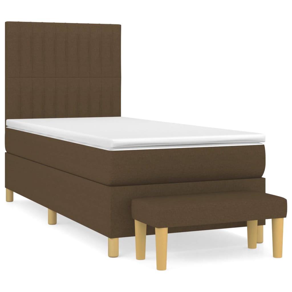 Giroletto a Molle con Materasso Marrone Scuro 90x190cm Tessuto | homemem39