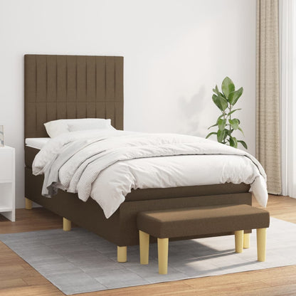 Giroletto a Molle con Materasso Marrone Scuro 90x190cm Tessuto | homemem39