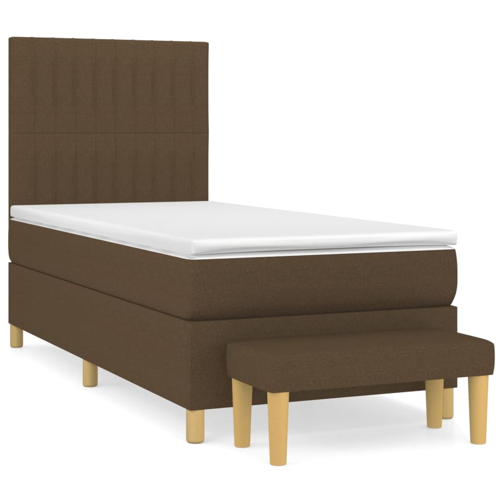 Giroletto a Molle con Materasso Marrone Scuro 90x200 cm Tessuto | homemem39