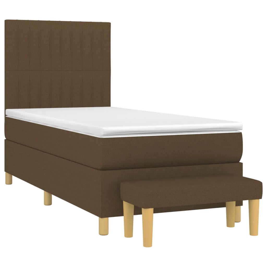 Giroletto a Molle con Materasso Marrone Scuro 90x200 cm Tessuto | homemem39