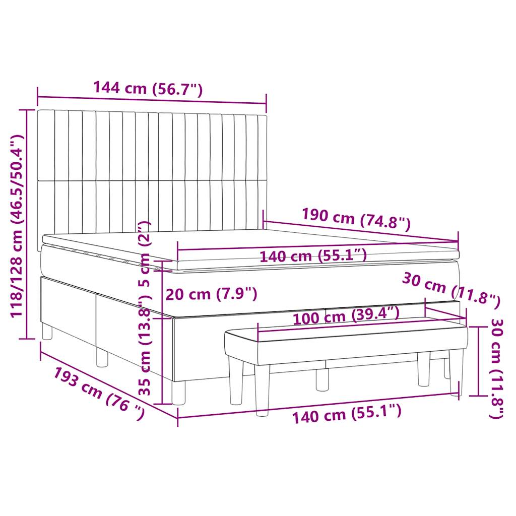 Giroletto a Molle con Materasso Tortora 140x190 cm in Tessuto | homemem39