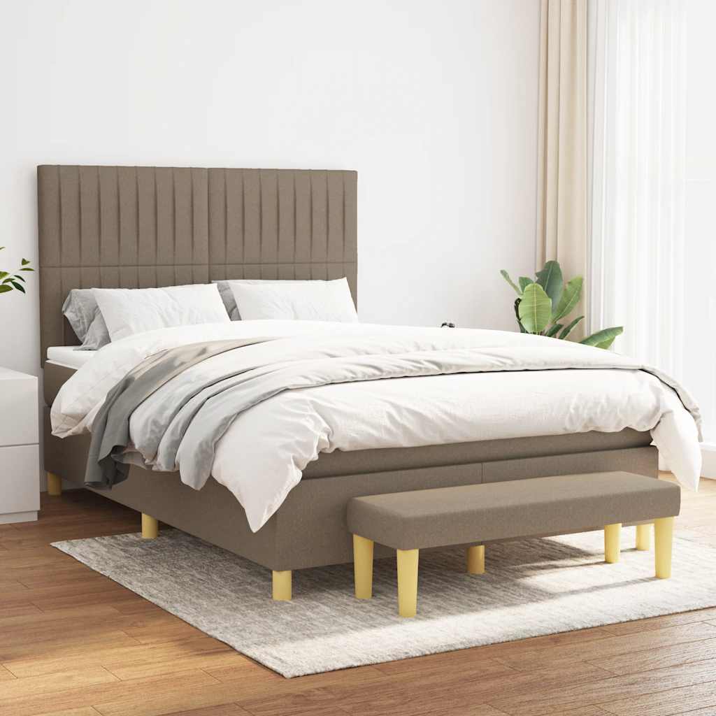 Giroletto a Molle con Materasso Tortora 140x190 cm in Tessuto | homemem39