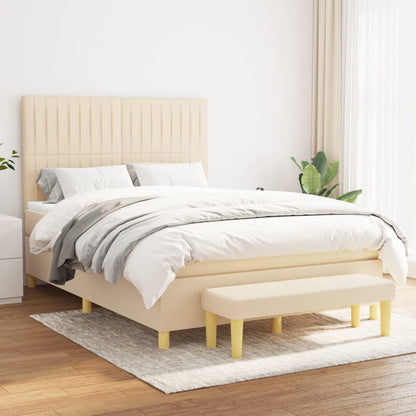 Giroletto a Molle con Materasso Crema 140x19 cm in Tessuto | homemem39