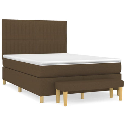 Giroletto a Molle con Materasso Marrone Scuro 140x200cm Tessuto | homemem39