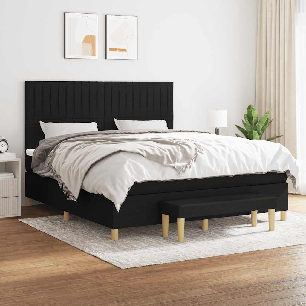 Giroletto a Molle con Materasso Nero 160x200 cm in Tessuto | homemem39