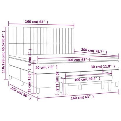 Giroletto a Molle con Materasso Marrone Scuro 160x200cm Tessuto | homemem39