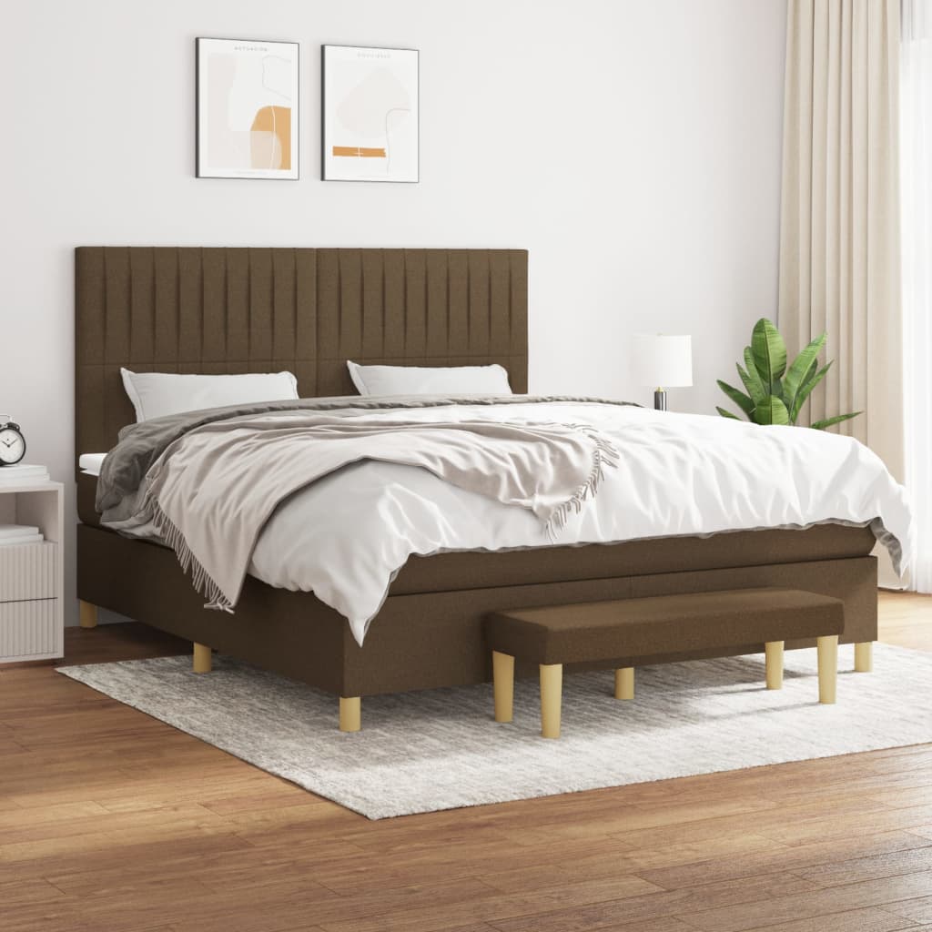 Giroletto a Molle con Materasso Marrone Scuro 160x200cm Tessuto | homemem39