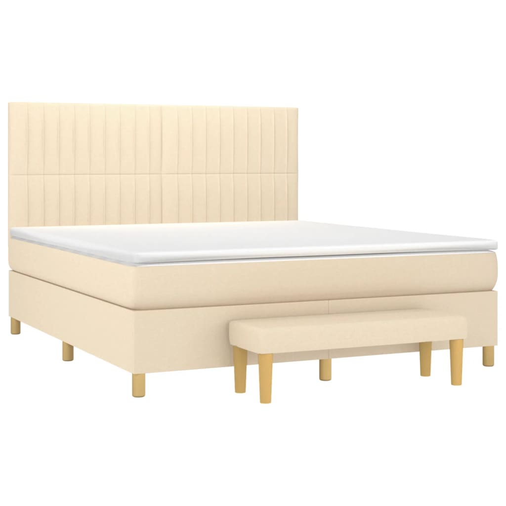 Giroletto a Molle con Materasso Crema 160x200 cm in Tessuto