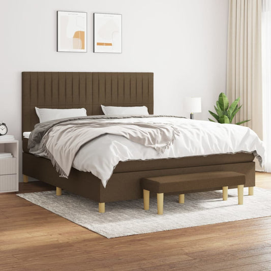 Giroletto a Molle con Materasso Marrone Scuro 180x200cm Tessuto | homemem39