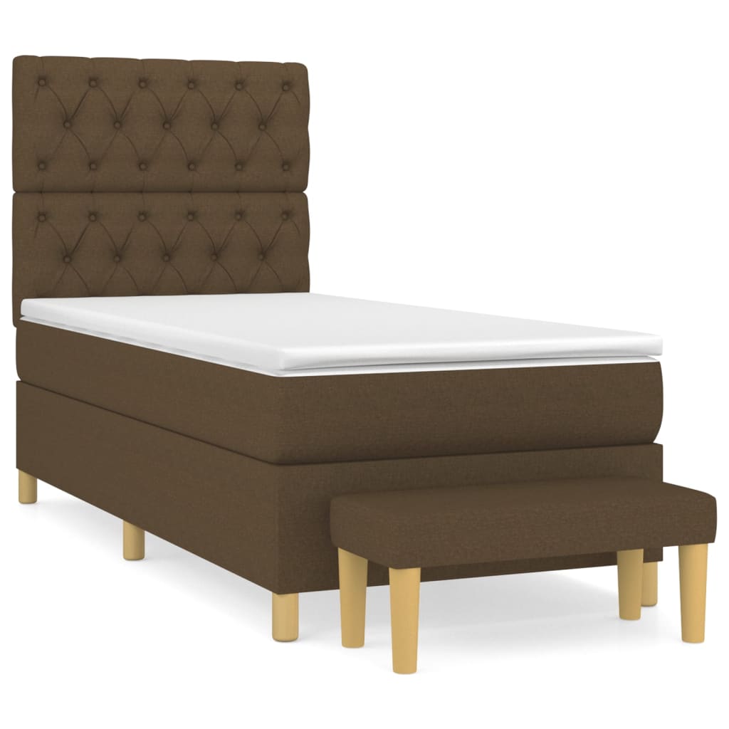Giroletto a Molle con Materasso Marrone Scuro 80x200 cm Tessuto | homemem39
