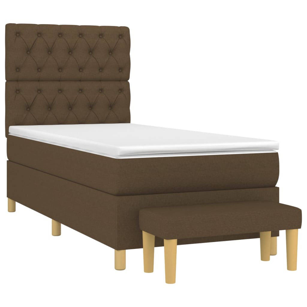 Giroletto a Molle con Materasso Marrone Scuro 80x200 cm Tessuto | homemem39