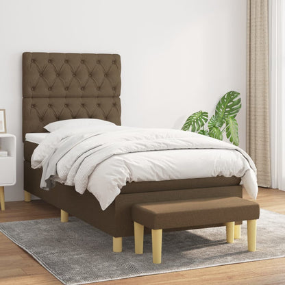 Giroletto a Molle con Materasso Marrone Scuro 80x200 cm Tessuto | homemem39