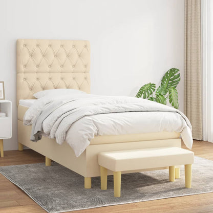 Giroletto a Molle con Materasso Crema 80x200 cm inTessuto | homemem39
