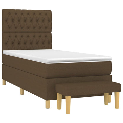 Giroletto a Molle con Materasso Marrone Scuro 90x190cm Tessuto | homemem39