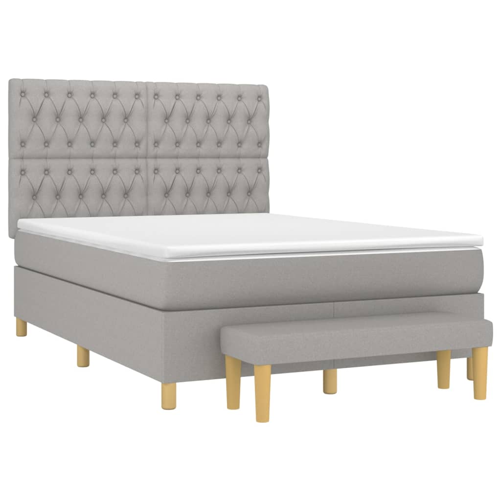 Giroletto a Molle con Materasso Grigio Chiaro 140x190cm Tessuto | homemem39