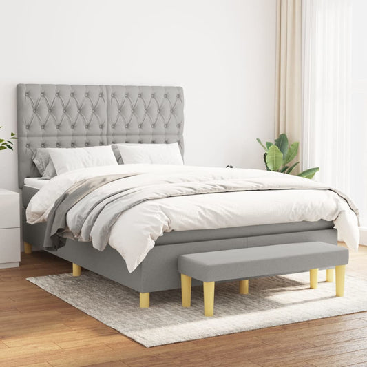 Giroletto a Molle con Materasso Grigio Chiaro 140x190cm Tessuto | homemem39