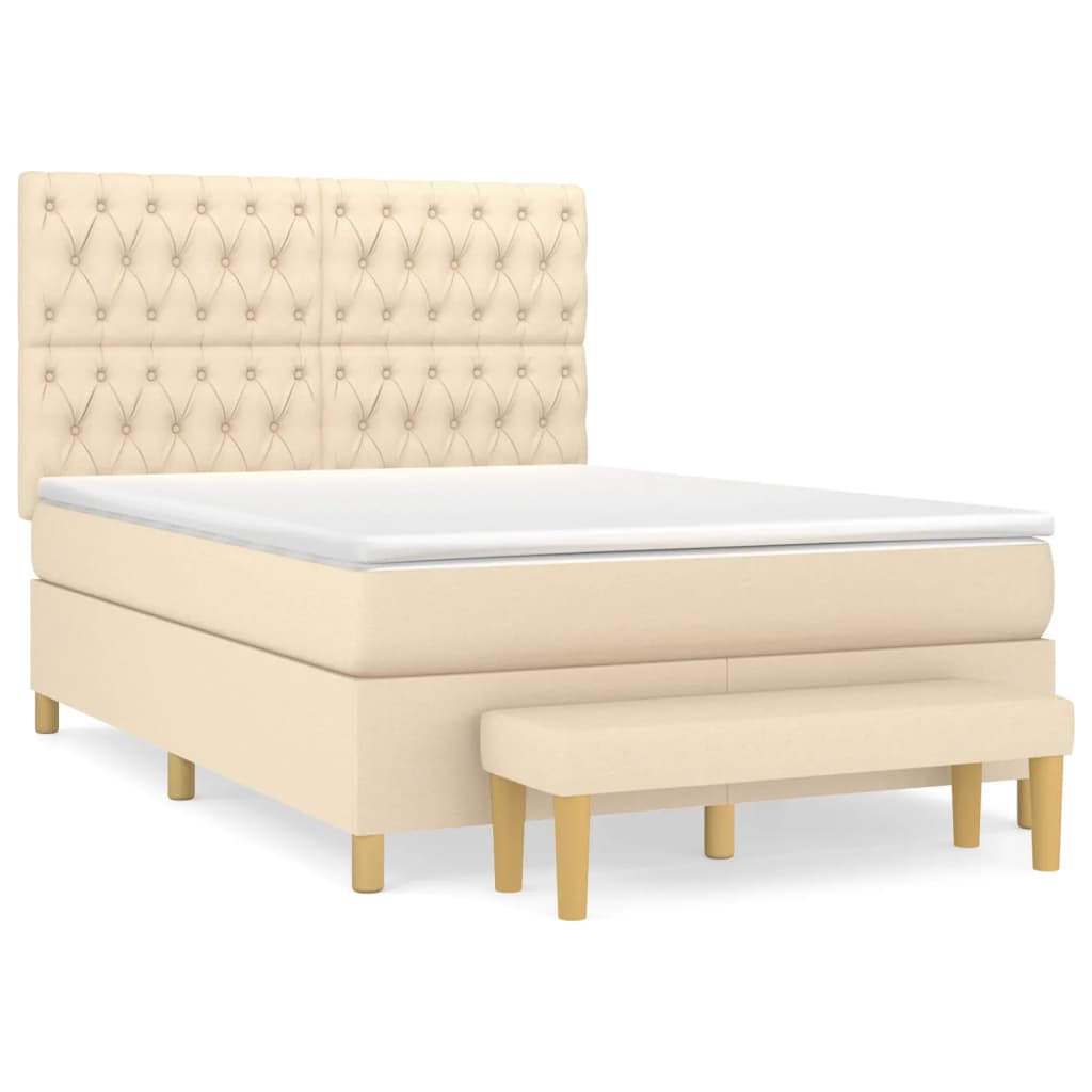 Giroletto a Molle con Materasso Crema 140x19 cm in Tessuto | homemem39