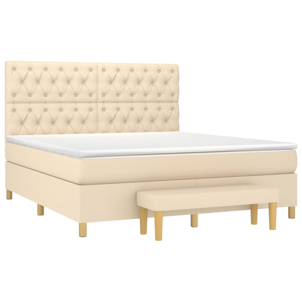 Giroletto a Molle con Materasso Crema 160x200 cm in Tessuto | homemem39