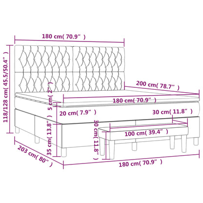 Giroletto a Molle con Materasso Marrone Scuro 180x200cm Tessuto | homemem39