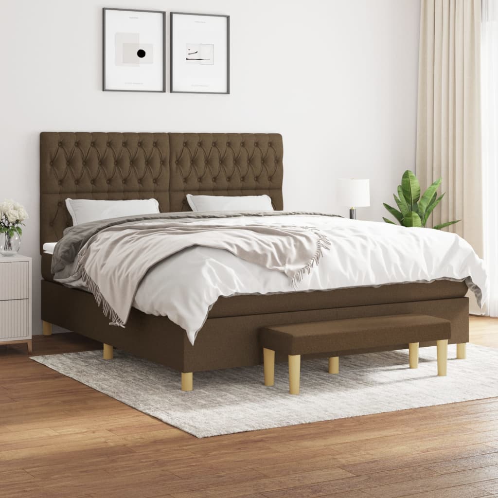 Giroletto a Molle con Materasso Marrone Scuro 180x200cm Tessuto | homemem39