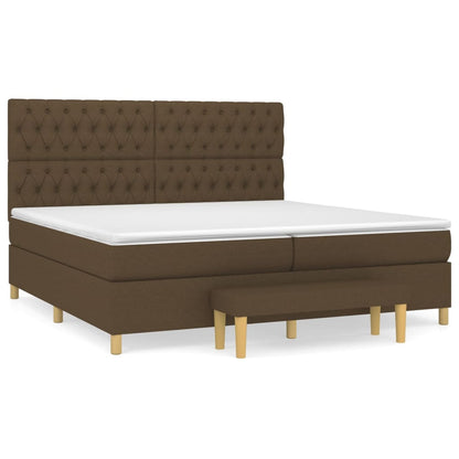 Giroletto a Molle con Materasso Marrone Scuro 200x200cm Tessuto | homemem39