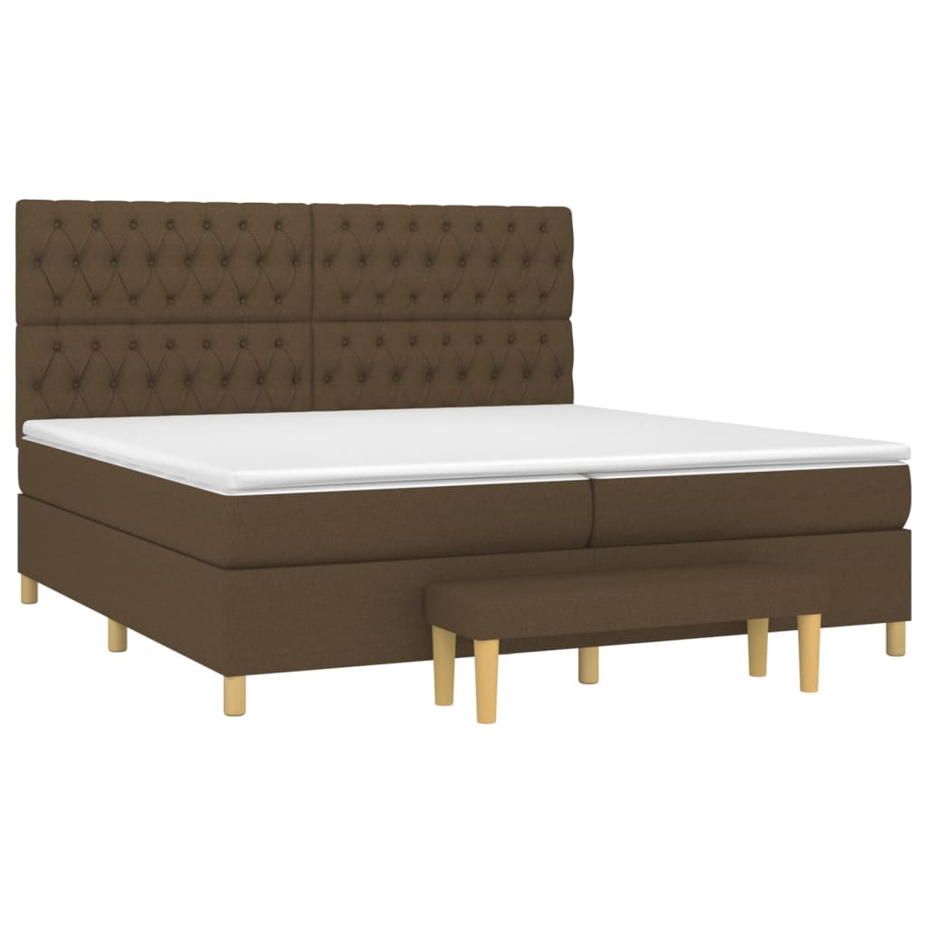 Giroletto a Molle con Materasso Marrone Scuro 200x200cm Tessuto | homemem39