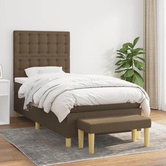Giroletto a Molle con Materasso Marrone Scuro 80x200 cm Tessuto | homemem39