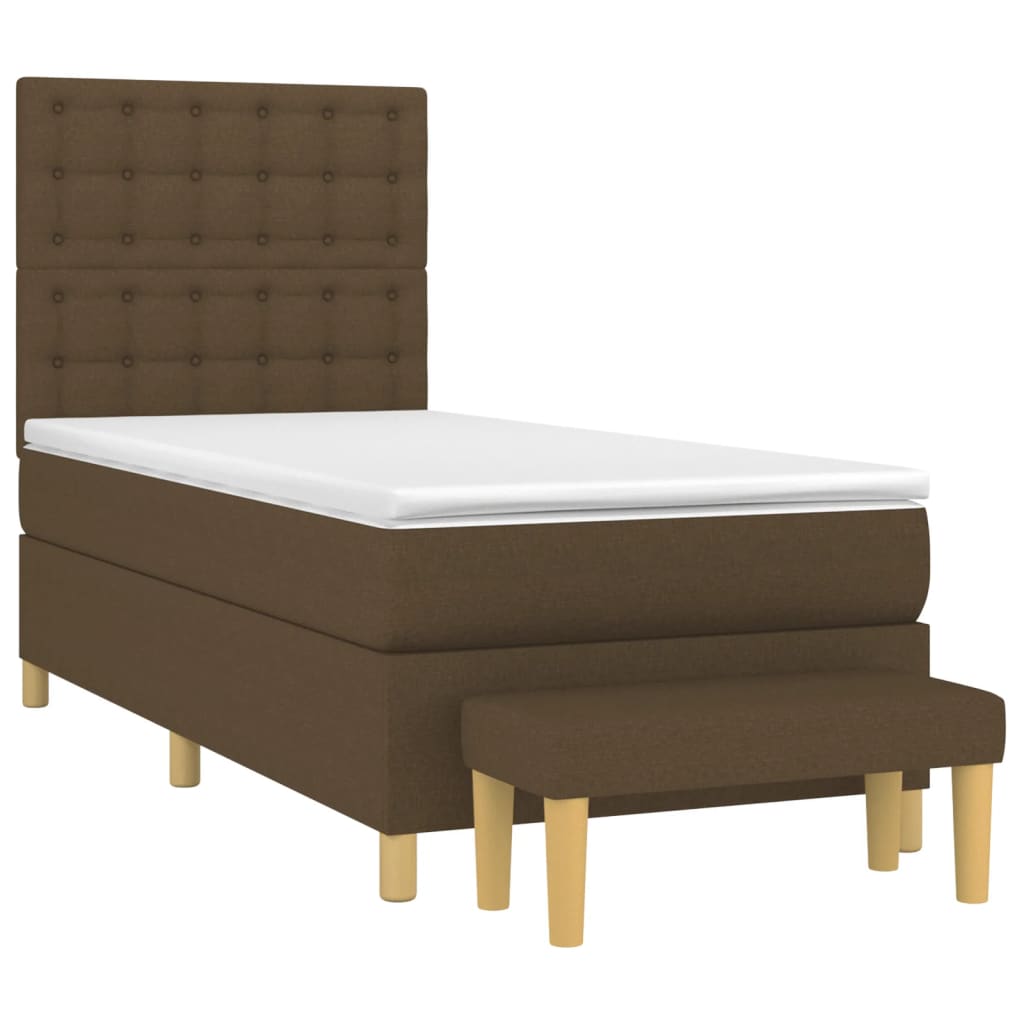Giroletto a Molle con Materasso Marrone Scuro 90x190cm Tessuto | homemem39