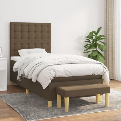 Giroletto a Molle con Materasso Marrone Scuro 90x190cm Tessuto | homemem39