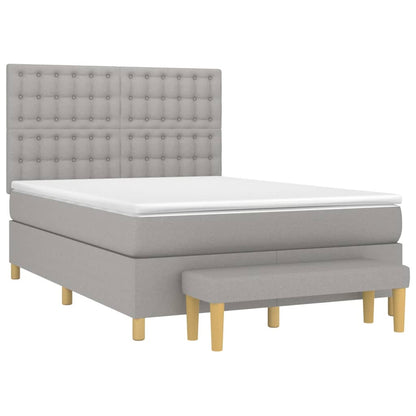 Giroletto a Molle con Materasso Grigio Chiaro 140x190cm Tessuto