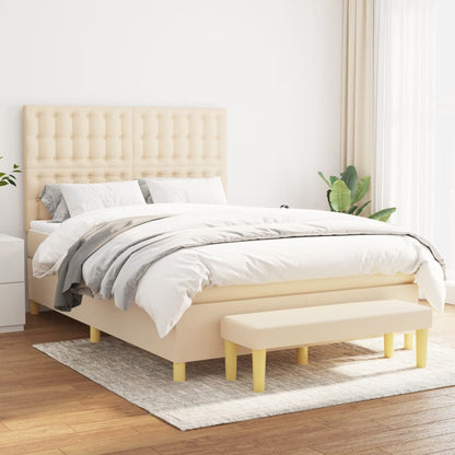Giroletto a Molle con Materasso Crema 140x19 cm in Tessuto | homemem39