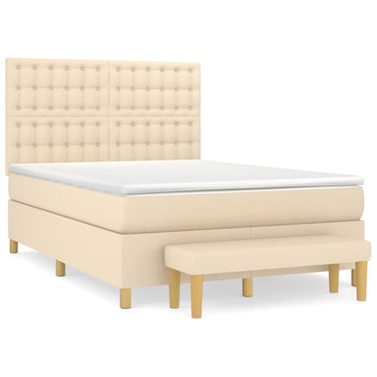 Giroletto a Molle con Materasso Crema 140x200 cm in Tessuto | homemem39