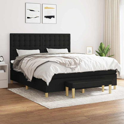 Giroletto a Molle con Materasso Nero 160x200 cm in Tessuto | homemem39