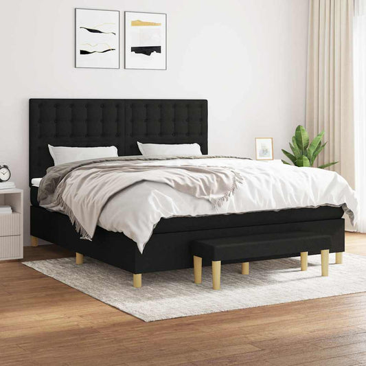 Giroletto a Molle con Materasso Nero 160x200 cm in Tessuto | homemem39