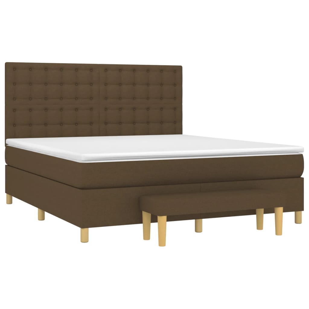 Giroletto a Molle con Materasso Marrone Scuro 160x200cm Tessuto | homemem39