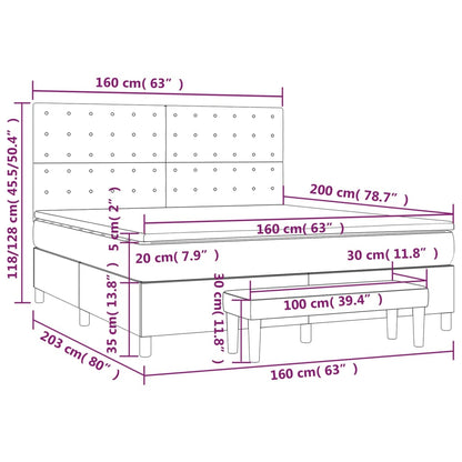Giroletto a Molle con Materasso Marrone Scuro 160x200cm Tessuto | homemem39