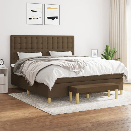 Giroletto a Molle con Materasso Marrone Scuro 180x200cm Tessuto